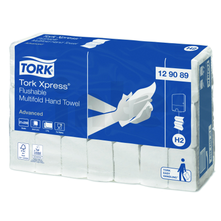 TORK Xpress® splachovatelné skládané papírové ručníky, H2 - 4 200 útržků 129089